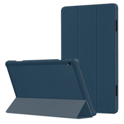 Capa azul escura para tablet com suporte dobrável