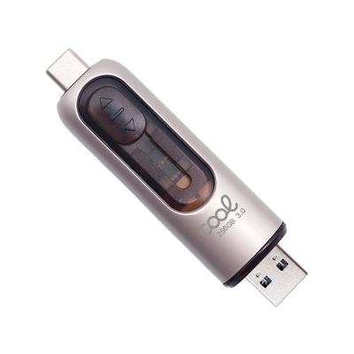 Pen drive USB prateado com capa preta e texto 256GB 3.0