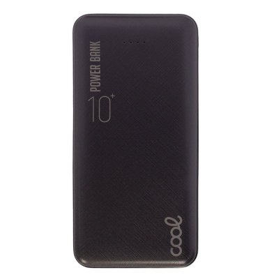 Power bank preto com texto 'POWER BANK 10+' e marca 'coal'