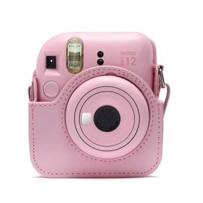 Câmara instantânea Instax Mini 12 rosa com estojo protetor cor-de-rosa