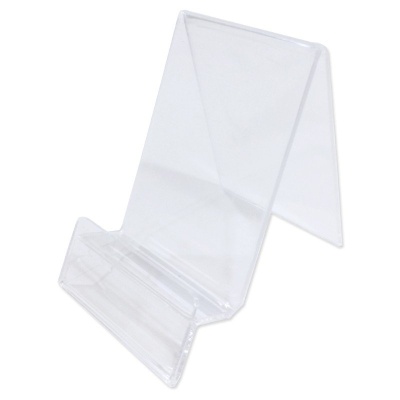 Suporte transparente em plástico rígido inclinado