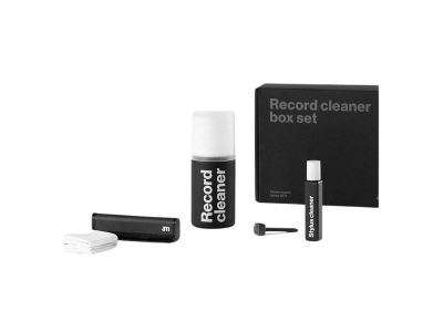 Kit de limpeza para discos com frascos e caixa preta