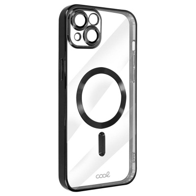 Capa transparente para smartphone com moldura preta e anel magnético circular preto