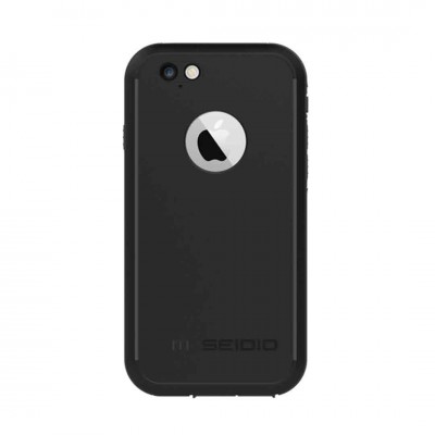 Capa preta para smartphone com abertura para câmara e logótipo