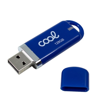 Pen USB azul com tampa destacada marca cool 128GB