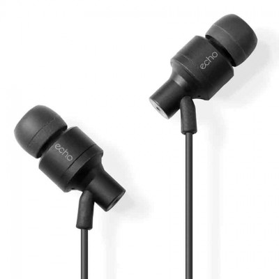 Auriculares intra-auriculares pretos com cabo