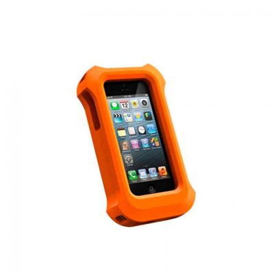 Capa protetora de smartphone laranja com tela visível