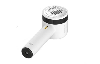 Secador de cabelo portátil branco com detalhes pretos e texto BONECO