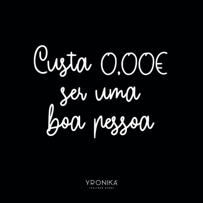 Texto branco em fundo preto com mensagem e logotipo YRONIKA