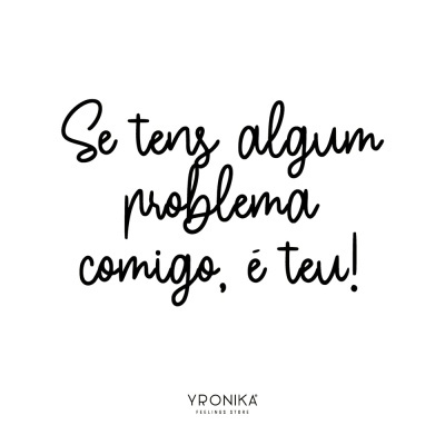 Texto manuscrito negro sobre fundo branco com logótipo YRONIKA FEELINGS STORE