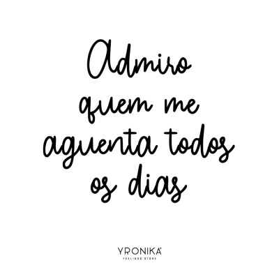 Texto manuscrito preto em fundo branco com frase e marca YRONIKA