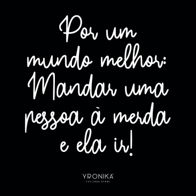 Texto branco manuscrito sobre fundo preto com mensagem humorística e logo YPRONIKA