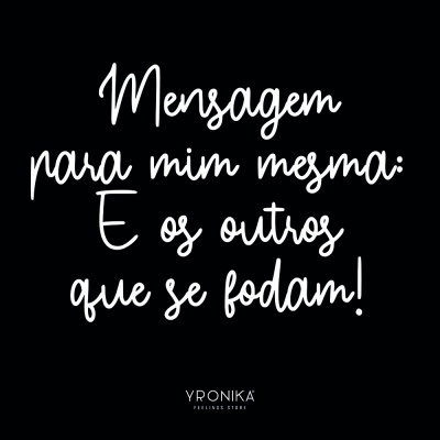 Texto manuscrito branco em fundo preto com mensagem e logo YPRONIKA