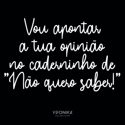 Texto branco em fundo preto com frase em português e logotipo