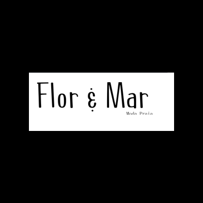 Logótipo 'Flor & Mar Moda Praia' em fundo branco