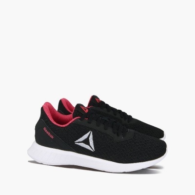 Ténis desportivos Reebok pretos com detalhes vermelhos e sola branca