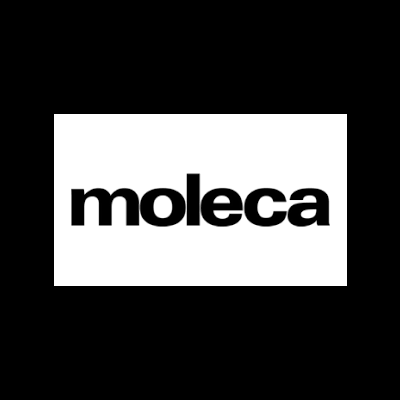 Logotipo da marca moleca em preto sobre fundo branco