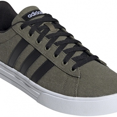 Ténis Adidas cinzento com riscas pretas e sola branca