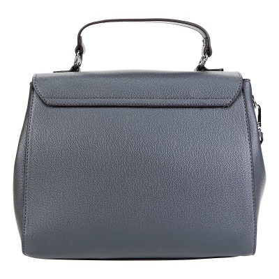 Mala de mão cinza escuro com alça curta e textura granulada