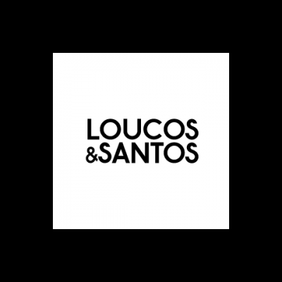 Logótipo LOUCOS & SANTOS em preto sobre fundo branco