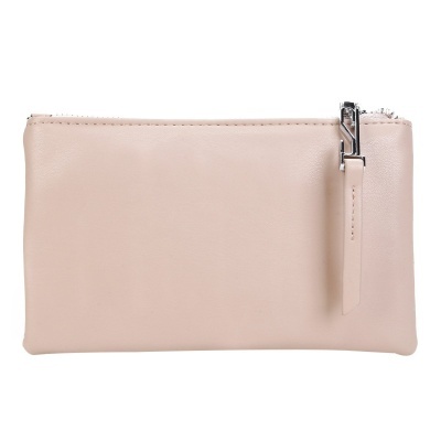Carteira pequena rosa claro com fecho de correr prateado