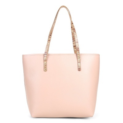 Mala de ombro rosa claro com alças animal print