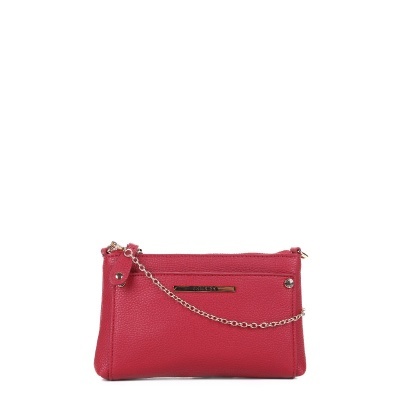 Mala de mão vermelha em pele com corrente de ombro