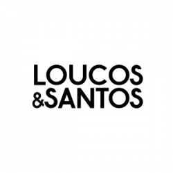 Logótipo LOUCOS & SANTOS em preto sobre fundo branco