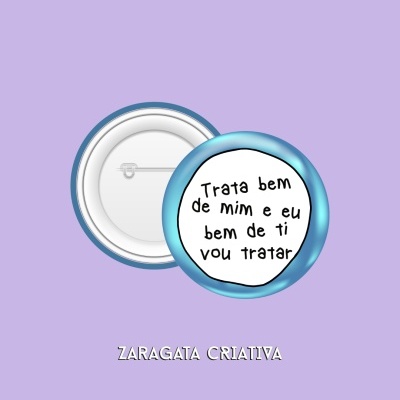 Botão azul com texto inspirador em português