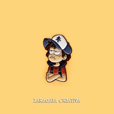 Desenho animado de criança com boné azul e branco, fundo amarelo, texto ZARAGATA CRIATIVA