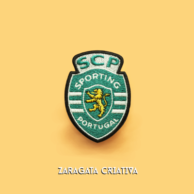 Insígnia do SCP Sporting Portugal bordada com leão dourado sobre fundo verde