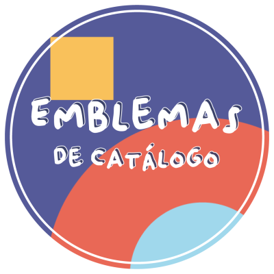 Emblemas de catálogo texto em círculo colorido