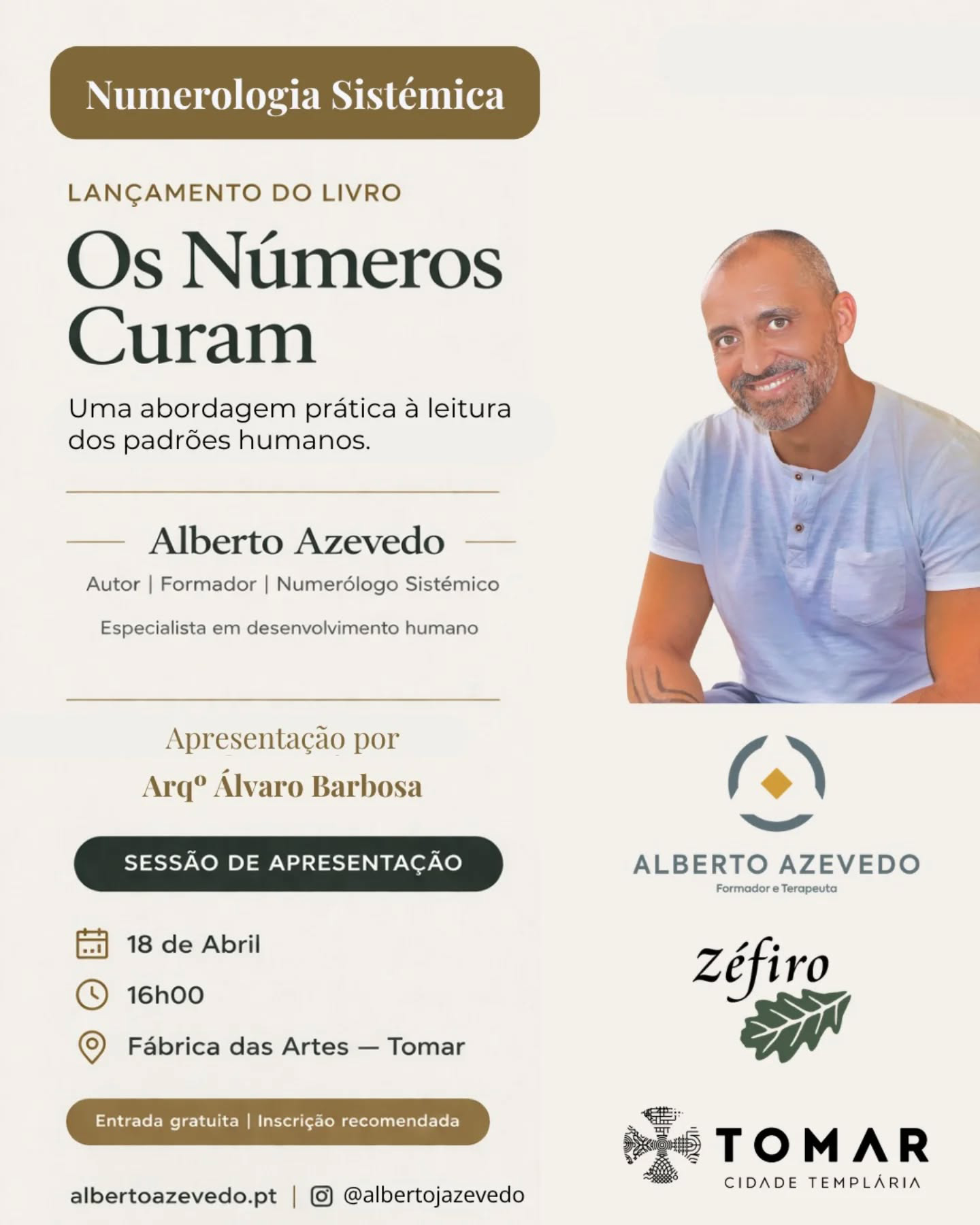 Lançamento de "Os Números Curam" em Tomar a 18 Abril
