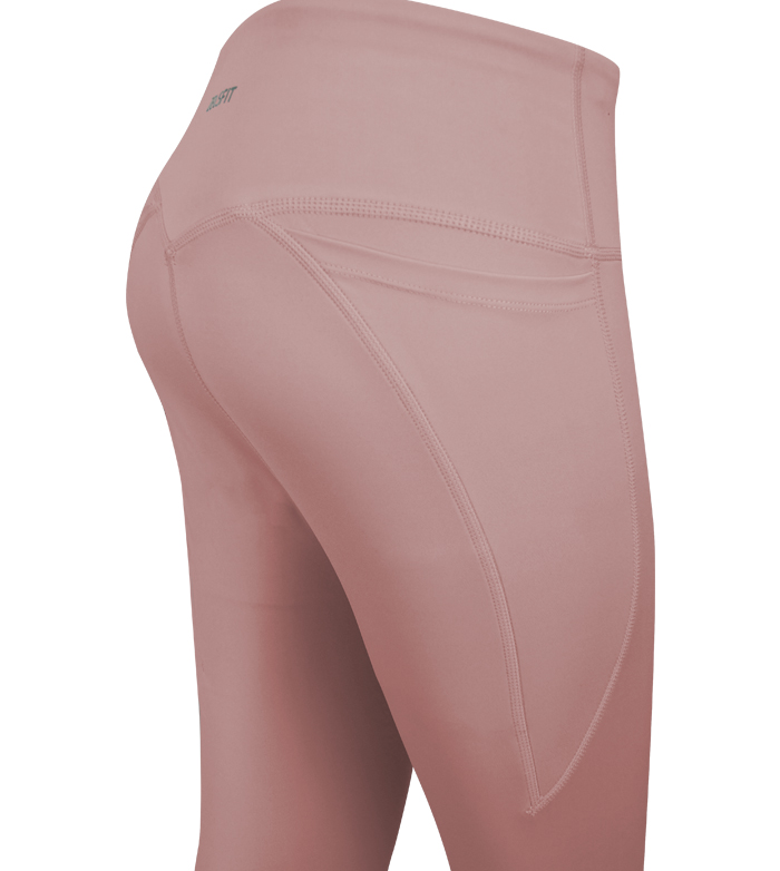 Leggings cor-de-rosa com bolso lateral e costuras decorativas