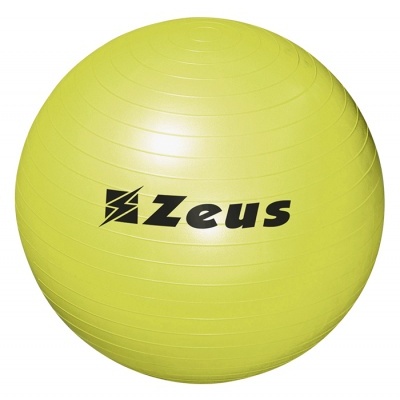 Bola de fitness amarela com o logótipo Zeus em preto
