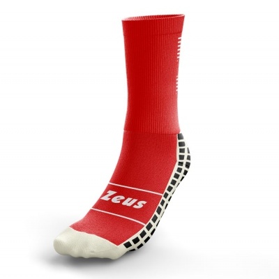 Meia vermelha com sola antiderrapante e texto Zeus