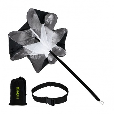 Parachute de treino preto e cinza com correia preta e bolsa preta