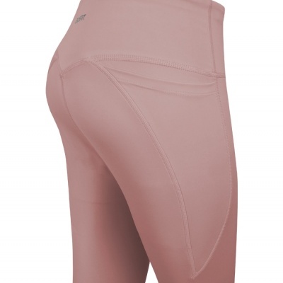 Leggings cor-de-rosa com bolso lateral e costuras decorativas