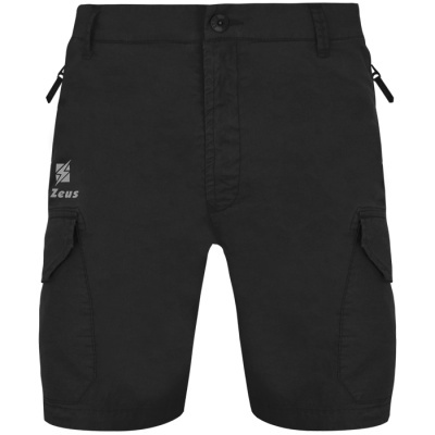 Calções pretos com bolsos laterais e logo Zeus