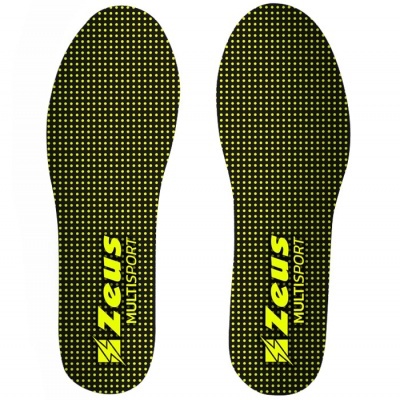 Palmilhas Zeus Multisport pretas com pontos amarelos e logótipo amarelo