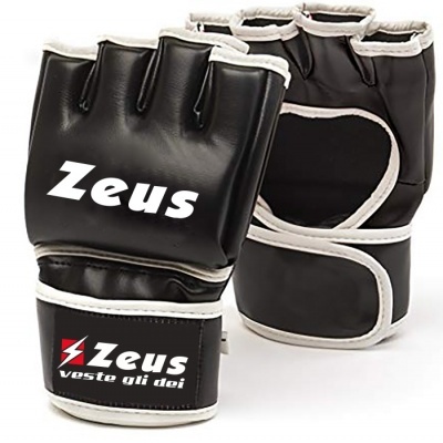 Luvas de treino pretas com detalhes brancos e texto Zeus