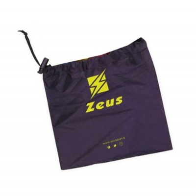 Saco preto de tecido com logótipo amarelo Zeus e cordão de fecho