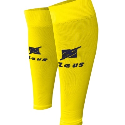 Caneleiras esportivas amarelas com logo Zeus azul