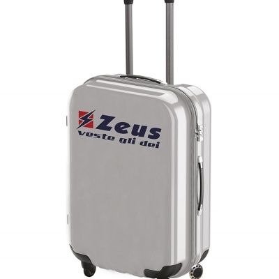 Mala de viagem rígida prateada com rodas e pega telescópica