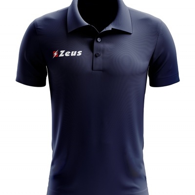 Pólo azul escuro masculino com logótipo Zeus no peito