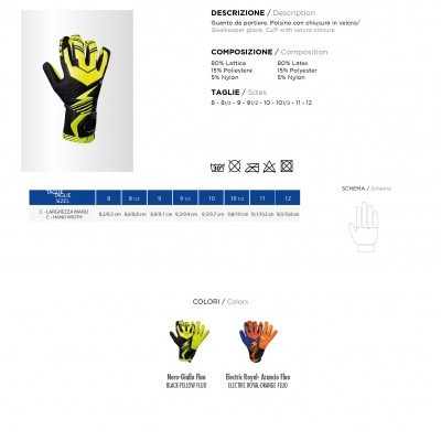 Luva preta com amarelo fluo para guarda-redes modelo GUANTO ZPRO da marca Zeus.