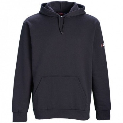 Sweatshirt preta com capuz e bolso frontal