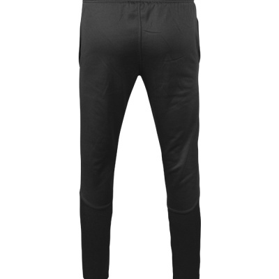 Calças desportivas pretas com cintura elástica em tecido fino