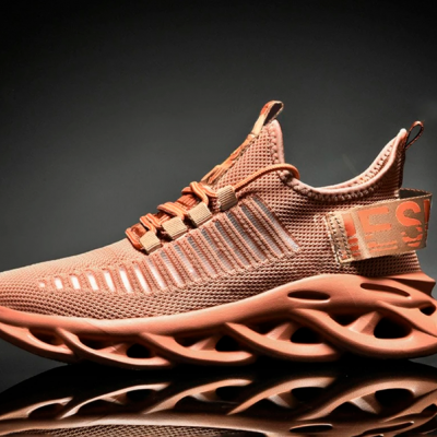 ténis desportivo cor de salmon com sola geométrica vazada