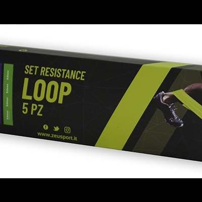 Embalagem preta de conjunto de 5 fitas de resistência Loop da Zeus.